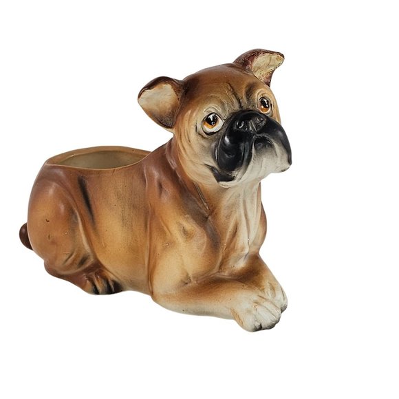Vintage Napco Boxer Puppy Dog Planter Figurine Ceramic 5717 *Repaired* - Picture 1 of 10